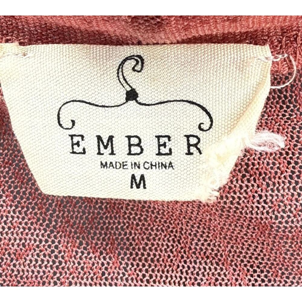 Ember Women's Dusty Rose Open Front Lace Hem Kimono Cardigan - Size M - Picture 2 of 3